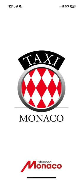 Écran de lancement de l’application client Taxi Monaco